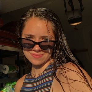 cropped high neck top with stripes